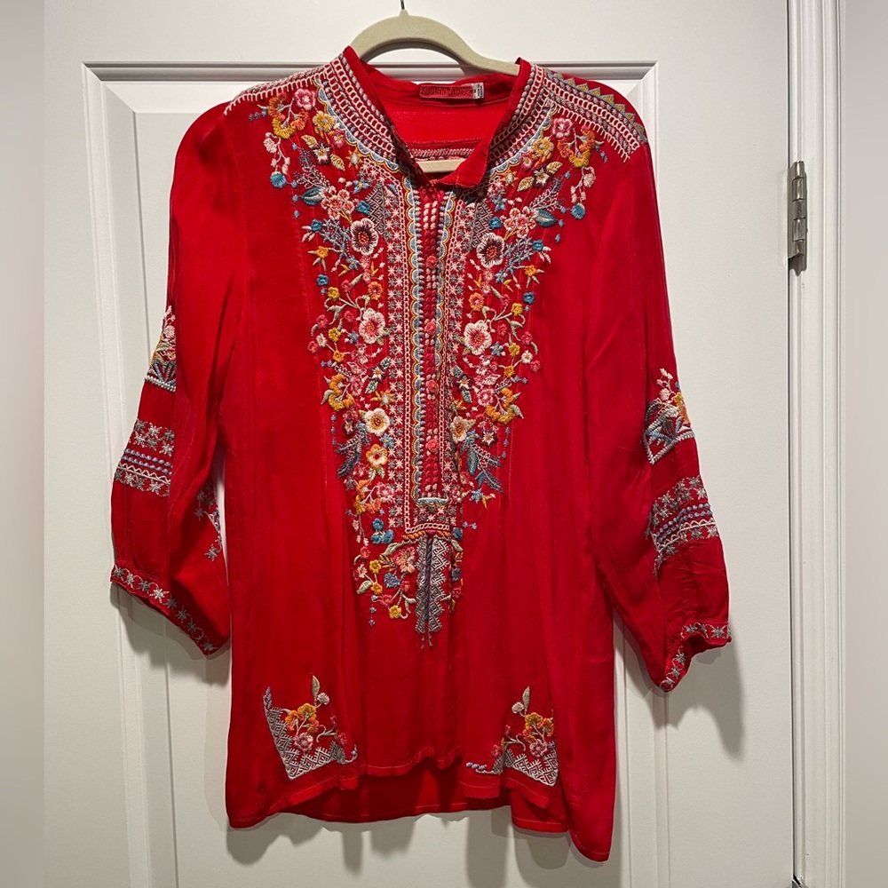 Jonny Was Embroidered Floral Tunic Size M